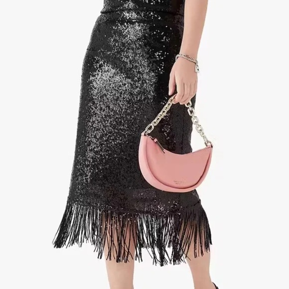 Kate Spade Sparkling Black Fringe Midi Skirt